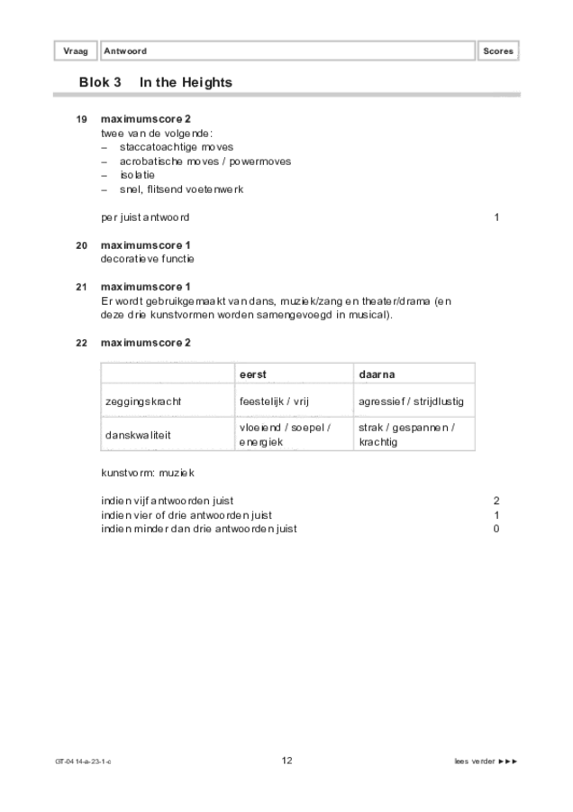 Correctievoorschrift examen VMBO GLTL dans 2023, tijdvak 1. Pagina 12