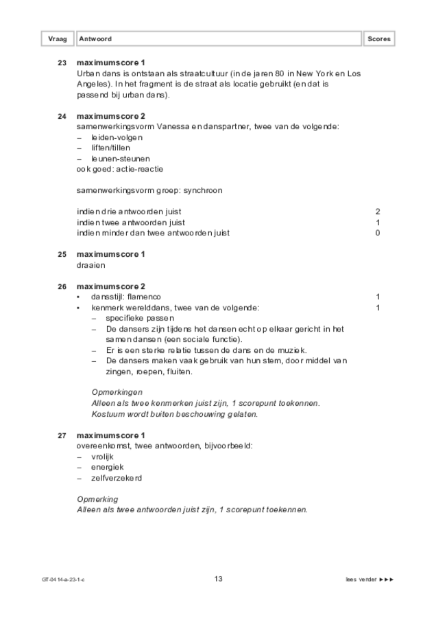 Correctievoorschrift examen VMBO GLTL dans 2023, tijdvak 1. Pagina 13