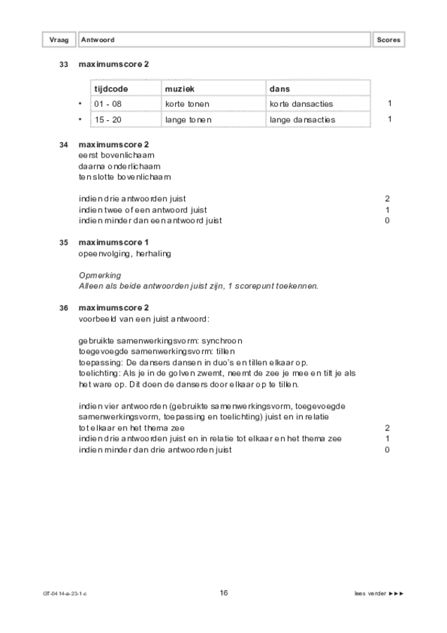 Correctievoorschrift examen VMBO GLTL dans 2023, tijdvak 1. Pagina 16