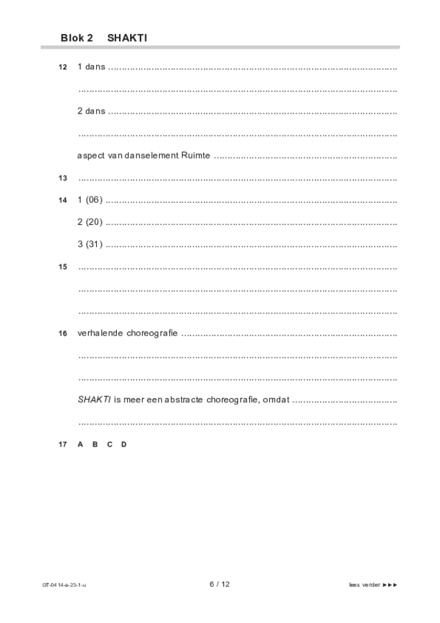 Uitwerkbijlage examen VMBO GLTL dans 2023, tijdvak 1. Pagina 6
