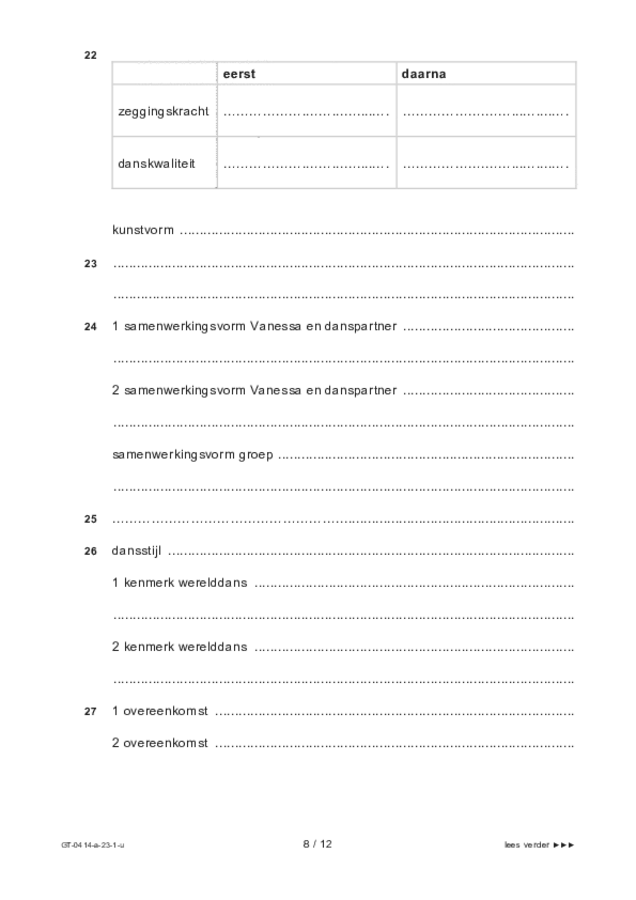 Uitwerkbijlage examen VMBO GLTL dans 2023, tijdvak 1. Pagina 8
