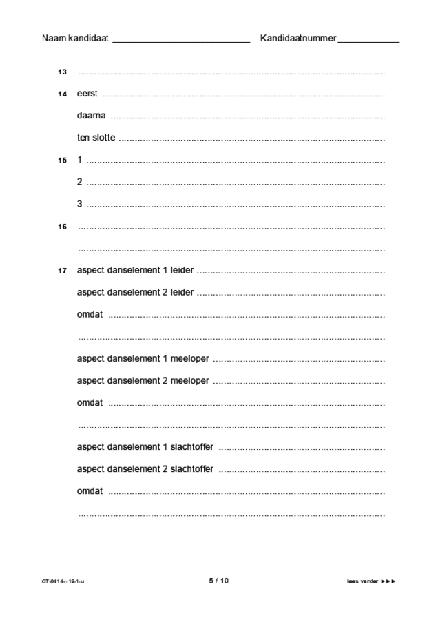 Uitwerkbijlage examen VMBO GLTL dans 2019, tijdvak 1. Pagina 5