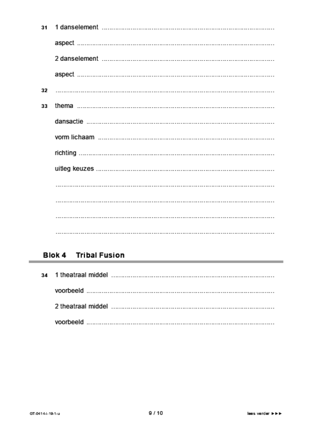 Uitwerkbijlage examen VMBO GLTL dans 2019, tijdvak 1. Pagina 9