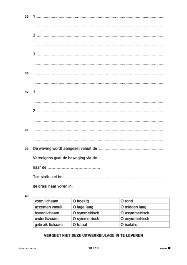 Uitwerkbijlage examen VMBO GLTL dans 2019, tijdvak 1. Pagina 10