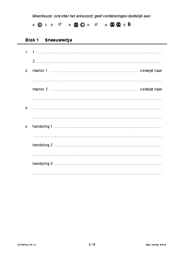 Uitwerkbijlage examen VMBO GLTL drama 2018, tijdvak 1. Pagina 2
