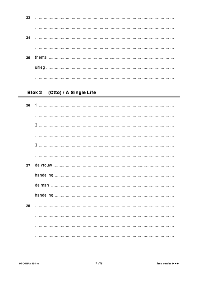 Uitwerkbijlage examen VMBO GLTL drama 2018, tijdvak 1. Pagina 7
