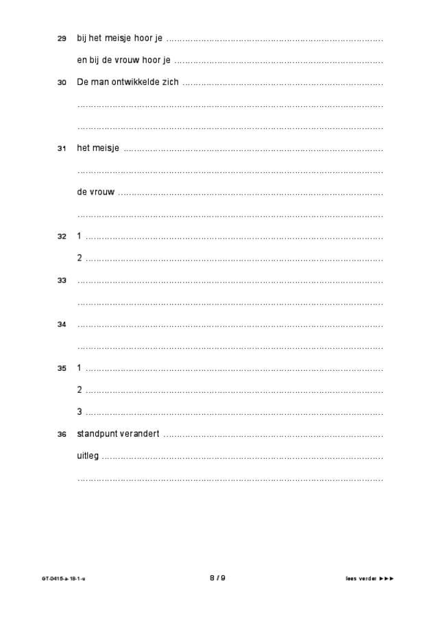 Uitwerkbijlage examen VMBO GLTL drama 2018, tijdvak 1. Pagina 8
