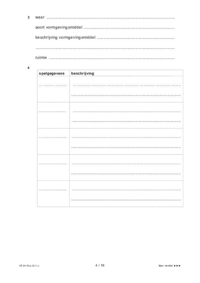 Uitwerkbijlage examen VMBO GLTL drama 2022, tijdvak 1. Pagina 4