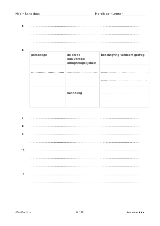 Uitwerkbijlage examen VMBO GLTL drama 2022, tijdvak 1. Pagina 5