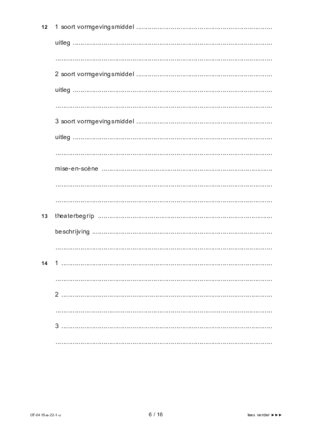 Uitwerkbijlage examen VMBO GLTL drama 2022, tijdvak 1. Pagina 6