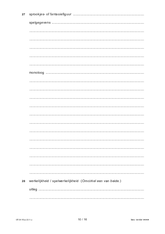 Uitwerkbijlage examen VMBO GLTL drama 2022, tijdvak 1. Pagina 10