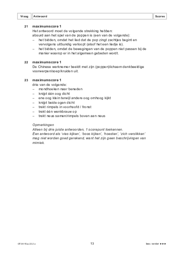 Correctievoorschrift examen VMBO GLTL drama 2022, tijdvak 2. Pagina 13