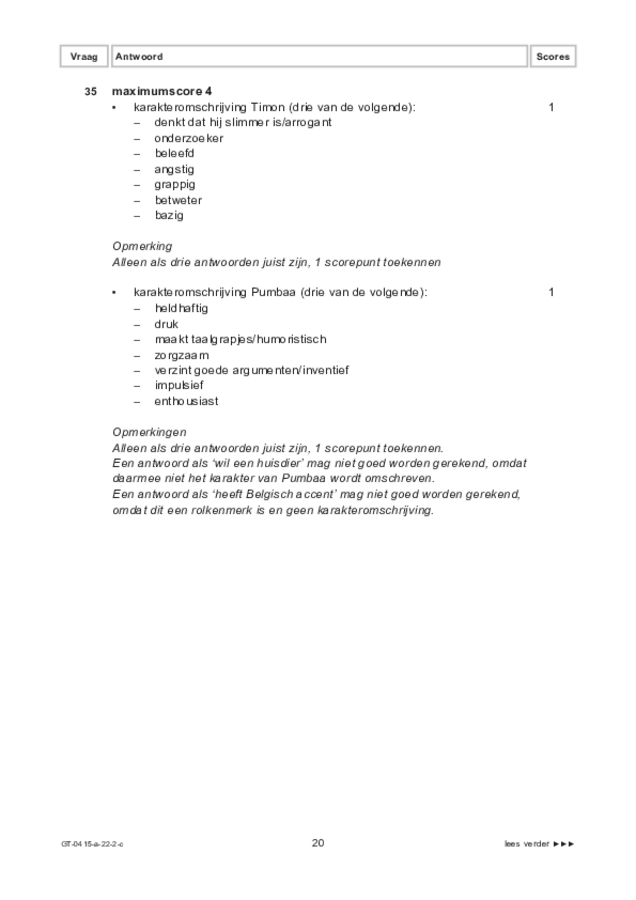 Correctievoorschrift examen VMBO GLTL drama 2022, tijdvak 2. Pagina 20