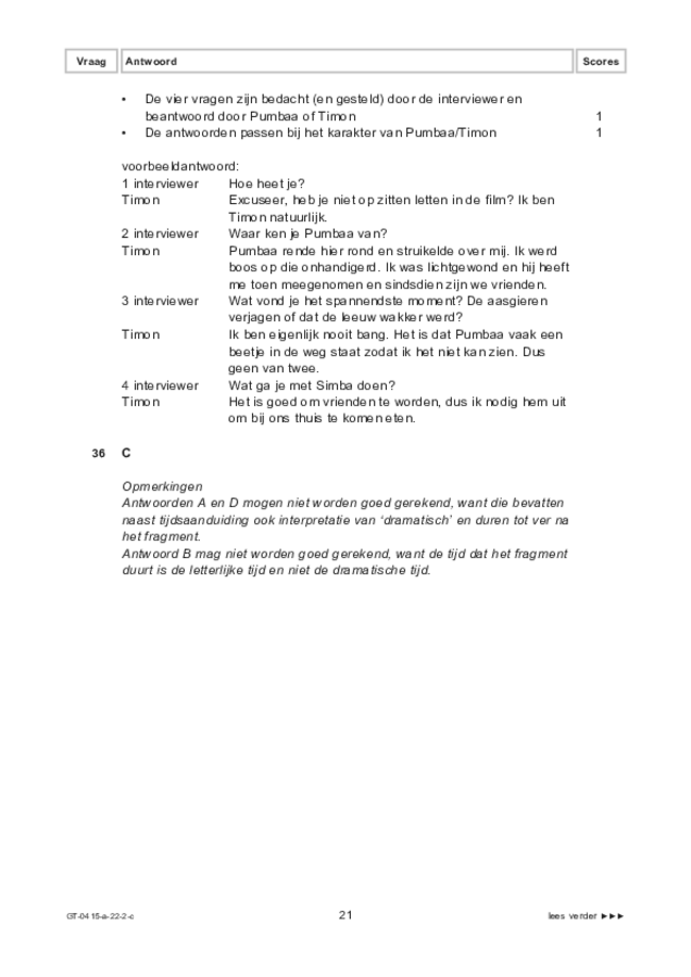 Correctievoorschrift examen VMBO GLTL drama 2022, tijdvak 2. Pagina 21