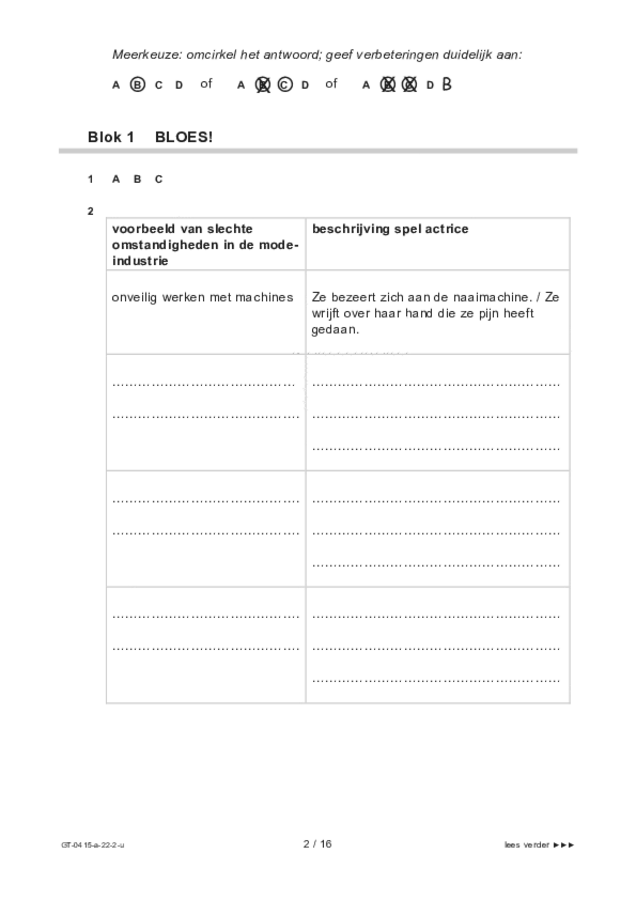 Uitwerkbijlage examen VMBO GLTL drama 2022, tijdvak 2. Pagina 2