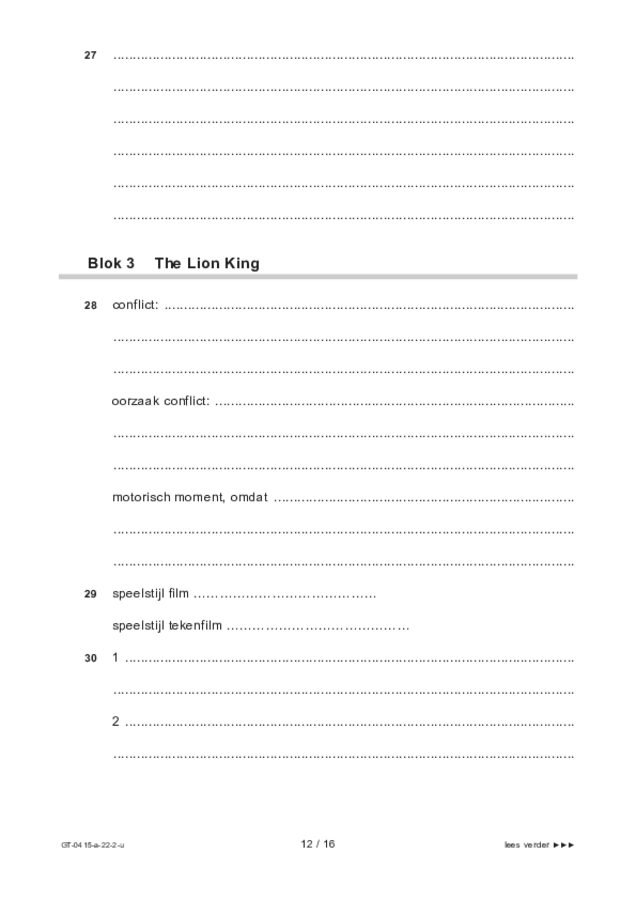 Uitwerkbijlage examen VMBO GLTL drama 2022, tijdvak 2. Pagina 12