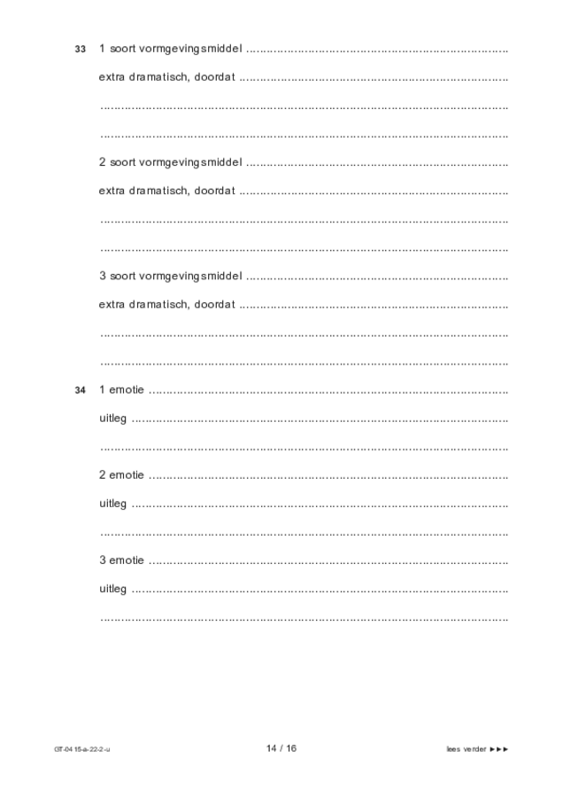 Uitwerkbijlage examen VMBO GLTL drama 2022, tijdvak 2. Pagina 14