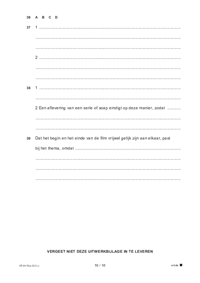 Uitwerkbijlage examen VMBO GLTL drama 2022, tijdvak 2. Pagina 16