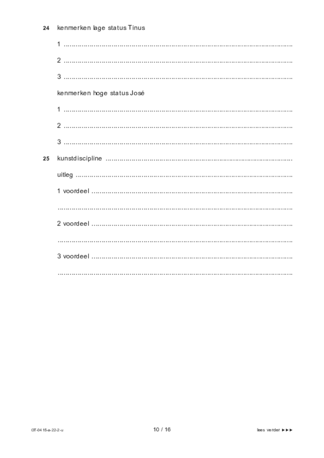 Uitwerkbijlage examen VMBO GLTL drama 2022, tijdvak 2. Pagina 10