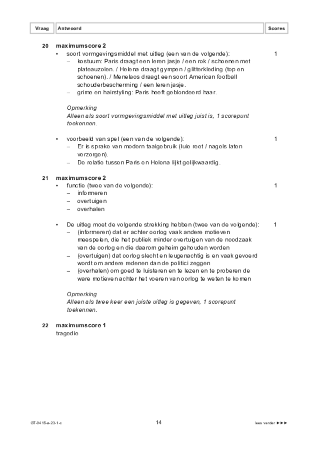 Correctievoorschrift examen VMBO GLTL drama 2023, tijdvak 1. Pagina 14