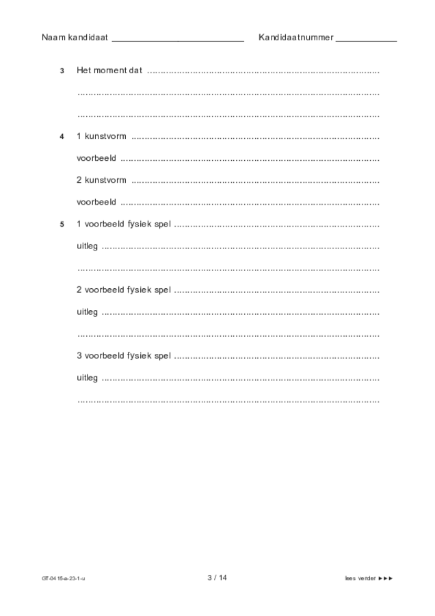 Uitwerkbijlage examen VMBO GLTL drama 2023, tijdvak 1. Pagina 3