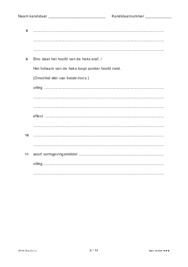 Uitwerkbijlage examen VMBO GLTL drama 2023, tijdvak 1. Pagina 5