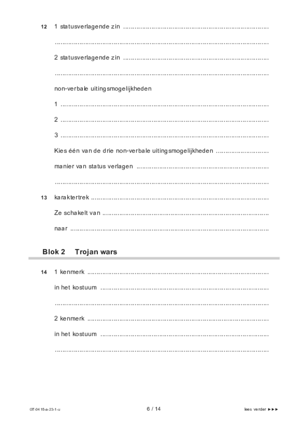 Uitwerkbijlage examen VMBO GLTL drama 2023, tijdvak 1. Pagina 6