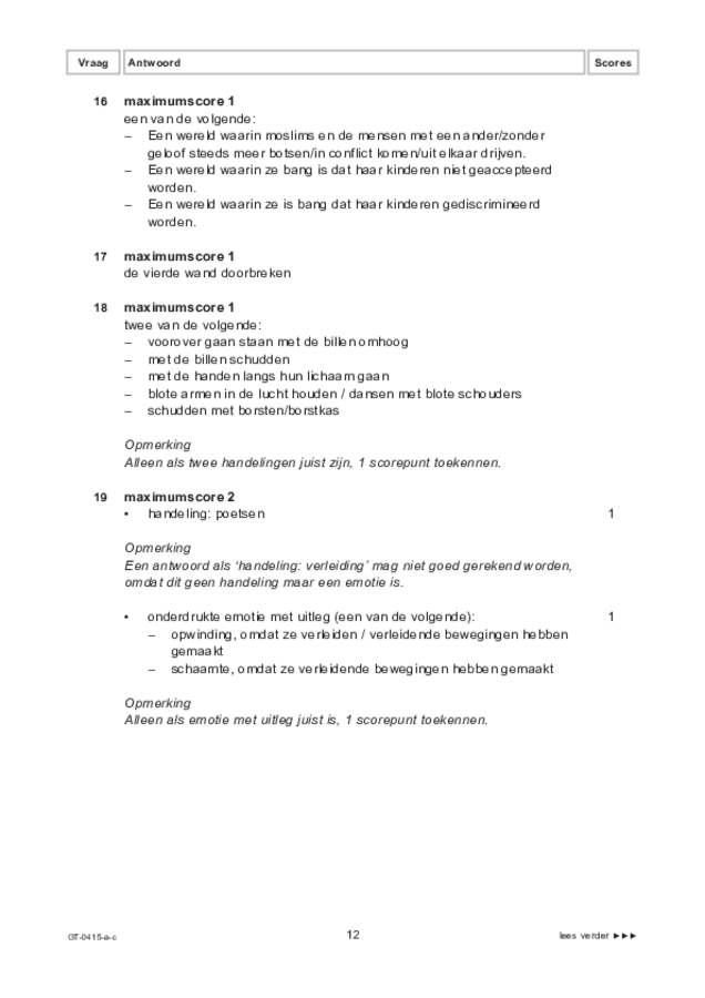 Correctievoorschrift examen VMBO GLTL drama 2023, tijdvak 2. Pagina 12