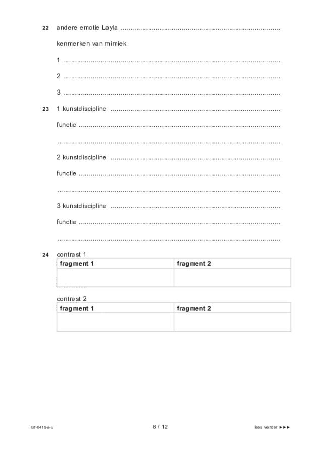 Uitwerkbijlage examen VMBO GLTL drama 2023, tijdvak 2. Pagina 8