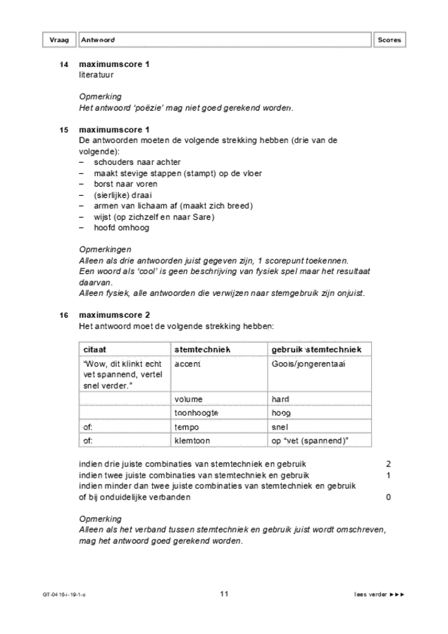 Correctievoorschrift examen VMBO GLTL drama 2019, tijdvak 1. Pagina 11