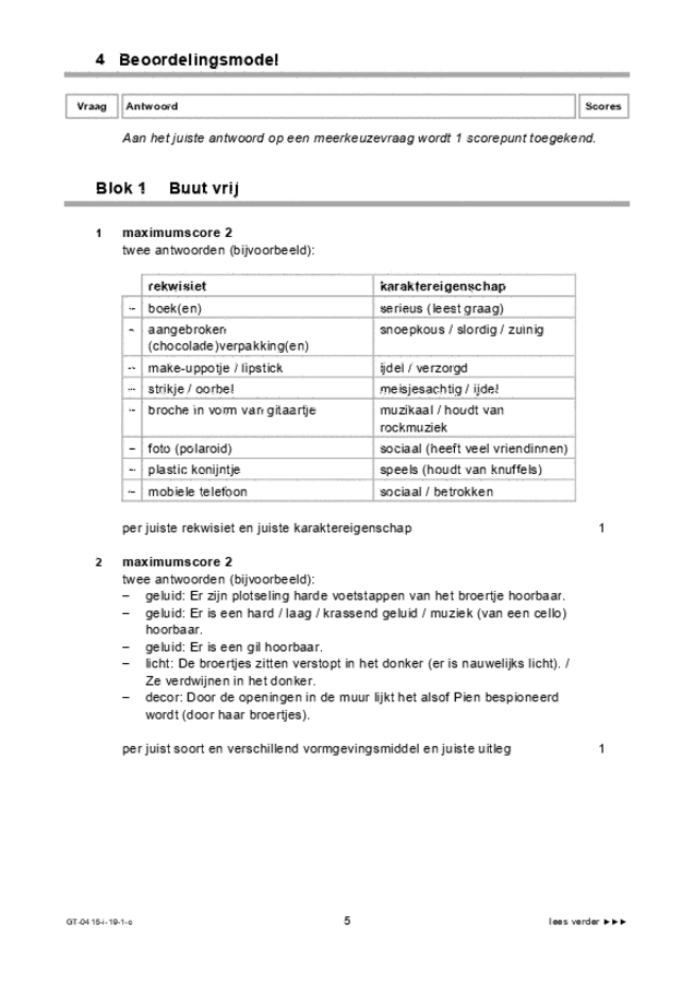 Correctievoorschrift examen VMBO GLTL drama 2019, tijdvak 1. Pagina 5