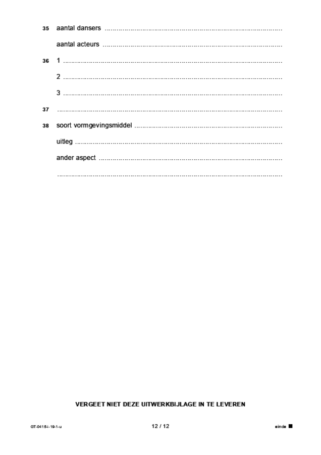 Uitwerkbijlage examen VMBO GLTL drama 2019, tijdvak 1. Pagina 12