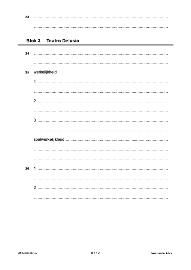 Uitwerkbijlage examen VMBO GLTL drama 2019, tijdvak 1. Pagina 9