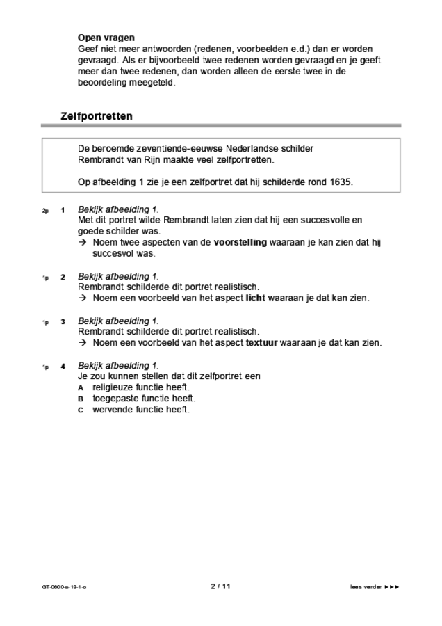 Opgaven examen VMBO GLTL beeldende vakken 2019, tijdvak 1. Pagina 2