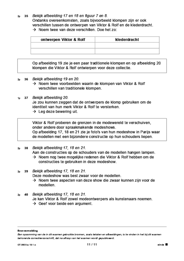 Opgaven examen VMBO GLTL beeldende vakken 2019, tijdvak 1. Pagina 11