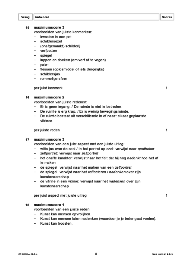 Correctievoorschrift examen VMBO GLTL beeldende vakken 2019, tijdvak 2. Pagina 8