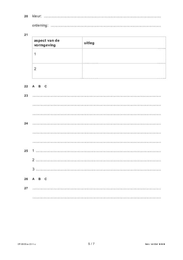 Uitwerkbijlage examen VMBO GLTL beeldende vakken 2022, tijdvak 1. Pagina 5