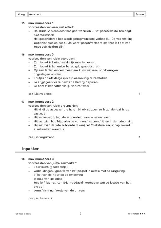 Correctievoorschrift examen VMBO GLTL beeldende vakken 2022, tijdvak 2. Pagina 9