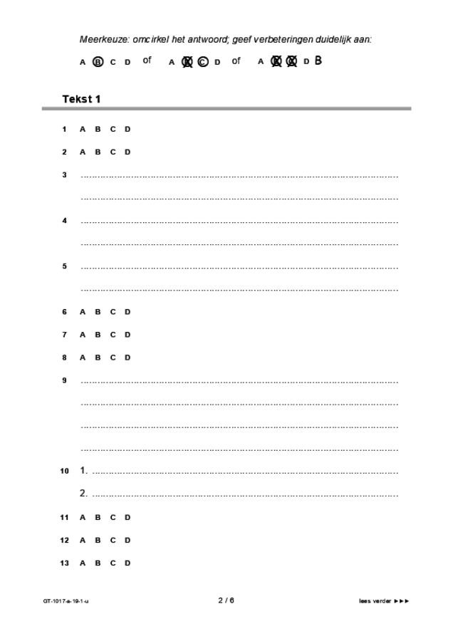 Uitwerkbijlage examen VMBO GLTL Fries 2019, tijdvak 1. Pagina 2