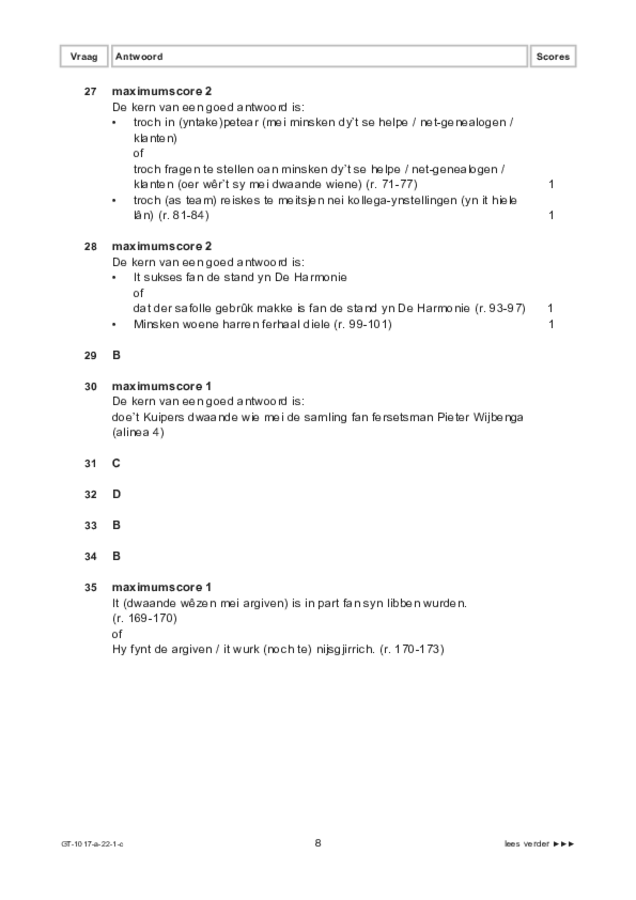 Correctievoorschrift examen VMBO GLTL Fries 2022, tijdvak 1. Pagina 8