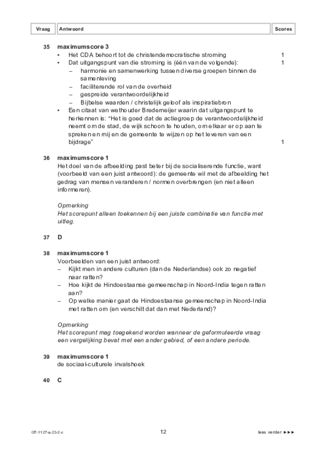 Correctievoorschrift examen VMBO GLTL maatschappijleer 2 2023, tijdvak 2. Pagina 12