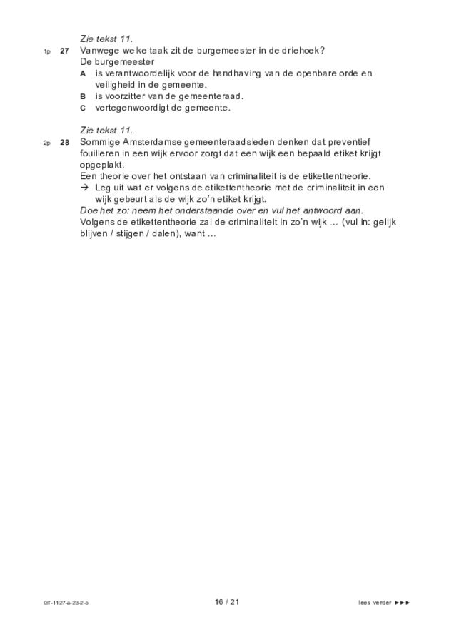 Opgaven examen VMBO GLTL maatschappijleer 2 2023, tijdvak 2. Pagina 16