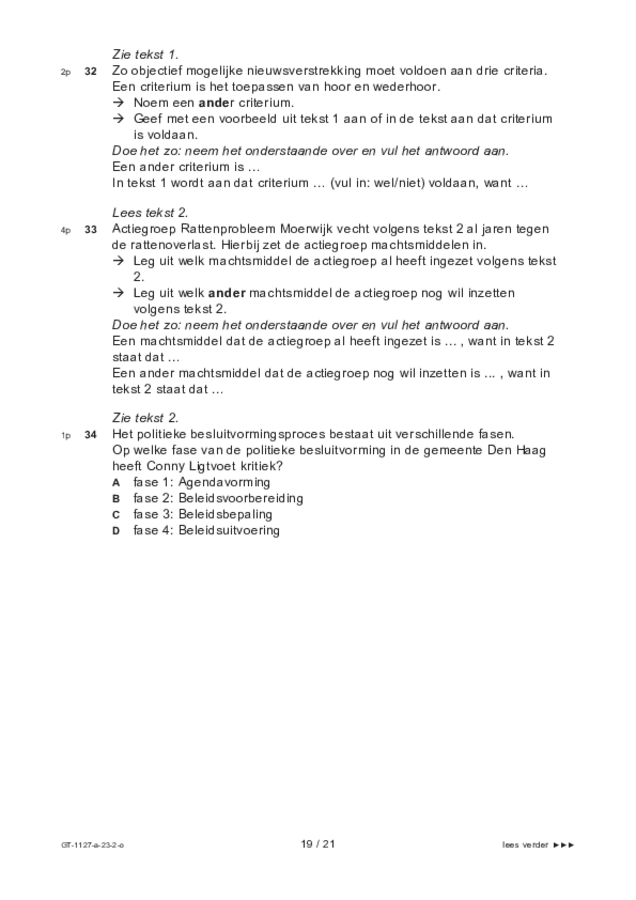 Opgaven examen VMBO GLTL maatschappijleer 2 2023, tijdvak 2. Pagina 19