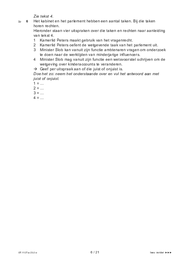 Opgaven examen VMBO GLTL maatschappijleer 2 2023, tijdvak 2. Pagina 6