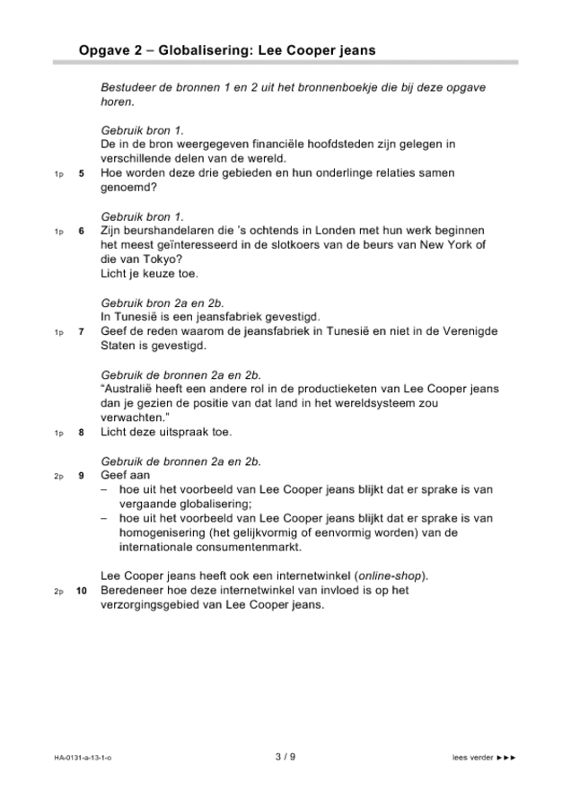 Opgaven examen aardrijkskunde, 2013 Eindexamens.NU eindexamen