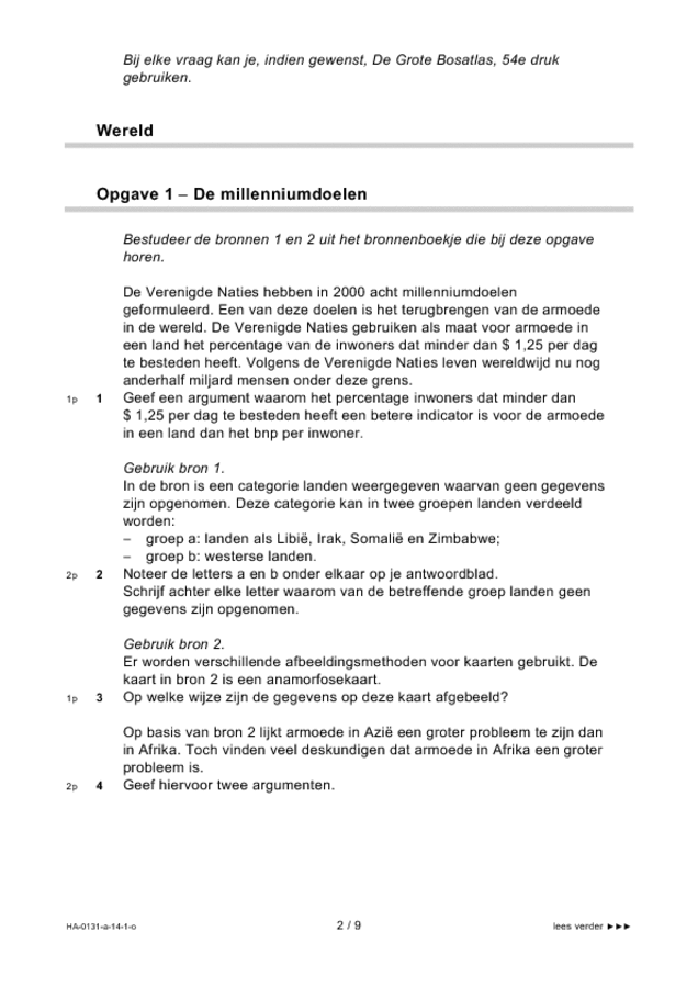Opgaven examen HAVO aardrijkskunde 2014, tijdvak 1. Pagina 2