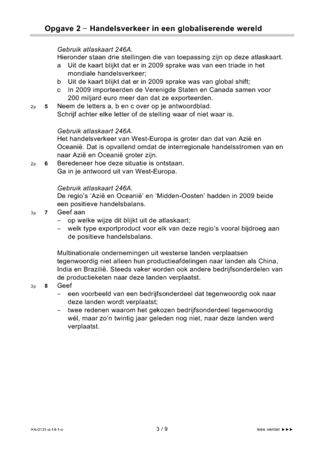 Opgaven examen HAVO aardrijkskunde 2014, tijdvak 1. Pagina 3