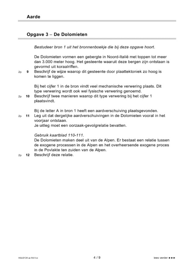 Opgaven examen HAVO aardrijkskunde 2014, tijdvak 1. Pagina 4
