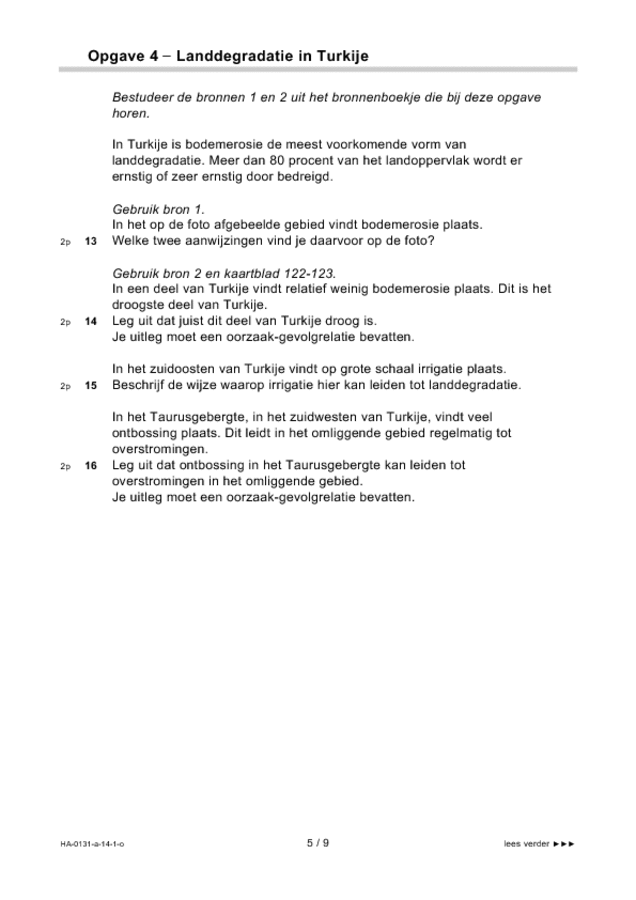 Opgaven examen HAVO aardrijkskunde 2014, tijdvak 1. Pagina 5