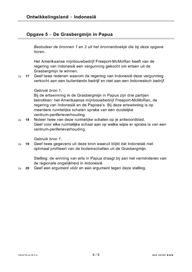 Opgaven examen HAVO aardrijkskunde 2014, tijdvak 1. Pagina 6
